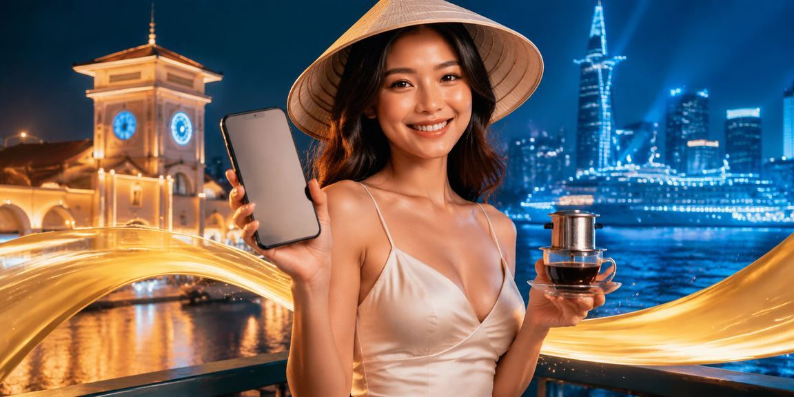 Người dùng tại TP. Hồ Chí Minh thư giãn với điện thoại trong quán cà phê, thể hiện cách chơi game cân bằng
